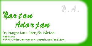 marton adorjan business card