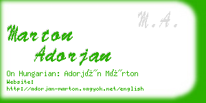 marton adorjan business card